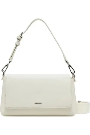 Calvin Klein Torebki, Kobieta, Biały, ONE SIZE, Torba na ramię w kredzie