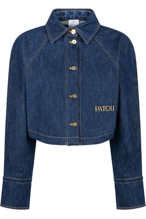 Patou Kurtki, Kobieta, Niebieski, S, Denim, Niebieska Koszula z Haftem