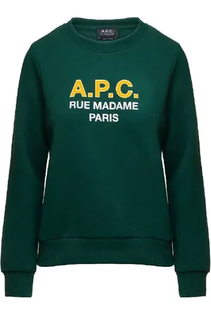 A.P.C. Bluzy, Kobieta, Zielony, S, Zielony Sweter z Okrągłym Dekoltem i Logo