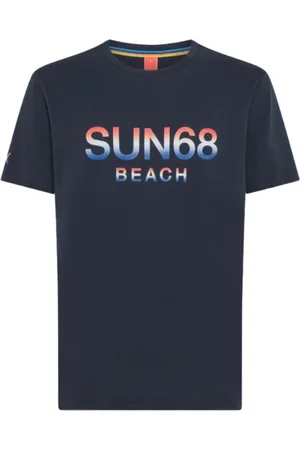 sun68 Koszulki, Mężczyzna, Niebieski, L, Bawełna, Niebieski T-shirt z dużym logo