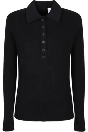 Courrèges Swetry, Kobieta, Czarny, M, Czarny Sweter Polo z Logo
