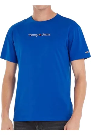 Tommy Hilfiger Koszulki, Mężczyzna, Niebieski, L, Bawełna, Klasyczny Liner Bawełniany Niebieski T-shirt