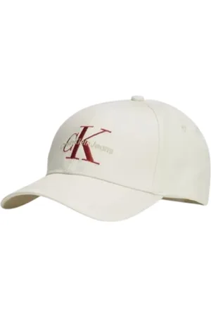 Calvin Klein Akcesoria, Mężczyzna, Beżowy, ONE SIZE, Bawełna, Monogram Cap, Ecru Bawełna Logo Haftowane