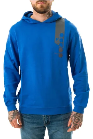 Diadora Bluzy, Mężczyzna, Niebieski, M, Bawełna, Niebieski Organiczna Bawełna Bluza Lifestyle