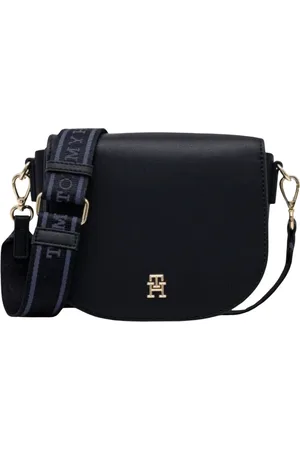 Tommy Hilfiger Torebki, Kobieta, Niebieski, ONE SIZE, Mała torba siodłowa z taśmą z logo