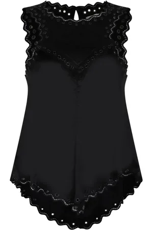 Isabel Marant Koszulki, Kobieta, Czarny, S, Czarny Amaya Tank Top Koronkowe wykończenie