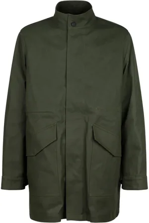 Maison Kitsuné Kurtki, Mężczyzna, Zielony, M, Len, Parka w kolorze wojskowej zieleni