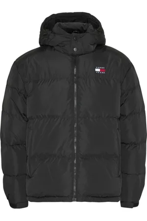 Tommy Hilfiger Kurtki, Mężczyzna, Czarny, L, Poliester, Kurtka Parka z Odpinanym Kapturem