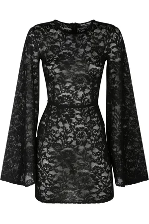 Dolce & Gabbana Sukienki, Kobieta, Czarny, S, Czarna Koronkowa Mini Sukienka
