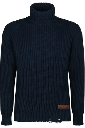 Dsquared2 Swetry, Mężczyzna, Niebieski, M, Navy High Neck Sweater