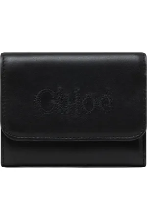 Chloé Akcesoria, Kobieta, Czarny, ONE SIZE, Czarna Sense Mała Portmonetka Trifold