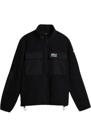 Napapijri Sport, Mężczyzna, Czarny, XL, Poliester, Kurtka polarowa z zamkiem Streetwear Style
