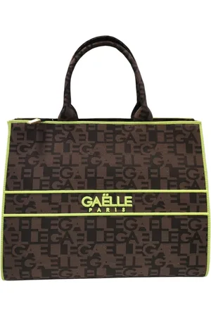 GAËLLE Torebki, Kobieta, brązowy, ONE SIZE, Brązowa torba shopper z eko-skóry z nadrukiem logo all over