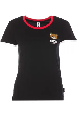 Moschino Koszulki, Kobieta, Czarny, L, Bawełna, Koszulka z misiem w czarnym bawełnie