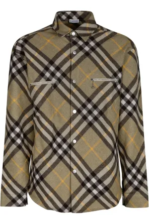 Burberry Koszule, Mężczyzna, brązowy, L, Len, Koszula w kratę