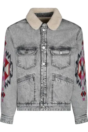 Isabel Marant Kurtki, Mężczyzna, Szary, S, Denim, Kurtka dżinsowa z haftem