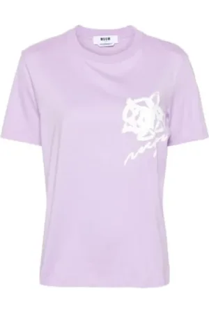 Msgm Koszulki, Kobieta, Fioletowy, S, Fioletowe T-shirty i Pola