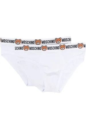 Moschino Bielizna, Mężczyzna, Biały, L, Białe Majtki z Logo Misia na Talii