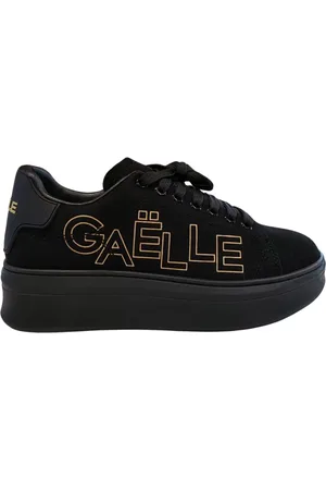 GAËLLE Buty, Kobieta, Czarny, 37 EU, Skóra, Logo Wytłoczony Skórzane Sneakers Addict