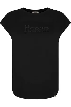 HERNO Koszulki, Kobieta, Czarny, M, Czarna koszulka z nadrukiem logo