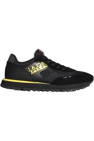 Napapijri Buty, Mężczyzna, Czarny, 44 EU, Czarne Skórzane/Tkaninowe Sneakersy