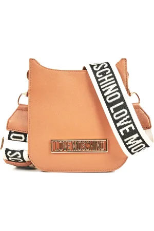 Moschino Torebki, Kobieta, Beżowy, ONE SIZE, Naturalna torba na ramię z plakietką
