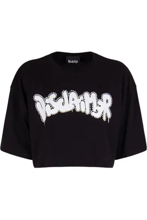 DISCLAIMER Koszulki, Kobieta, Biały, L, Bawełna, Crop Jersey Top Urban Style