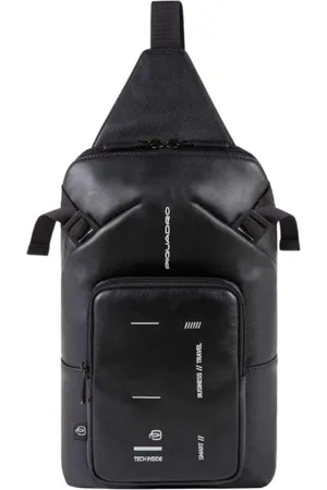 Piquadro Torebki, Mężczyzna, Czarny, ONE SIZE, Kyoto Czarna Skórzana Torba na Ramię i Pad