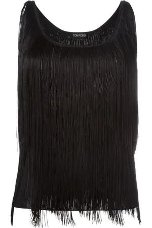 Tom Ford Koszulki, Kobieta, Czarny, S, Czarny Top z Frędzlami Damski