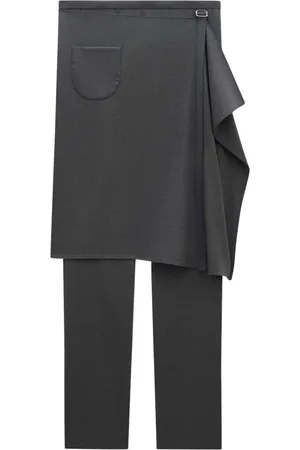 Courrèges Spodnie, Kobieta, Czarny, XS, Spodnie z wełny z overskirt w kolorze stalowego szarego