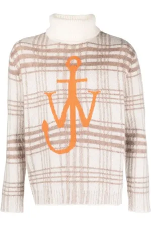 J.W.Anderson Swetry, Kobieta, Beżowy, S, Tartan Check Roll Neck Sweater