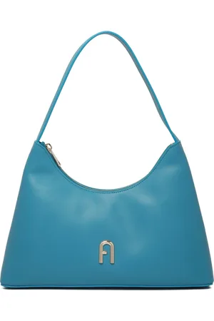 Furla Torebki, Kobieta, Niebieski, ONE SIZE, Turkusowa Torba na Ramię z Złotym Logo