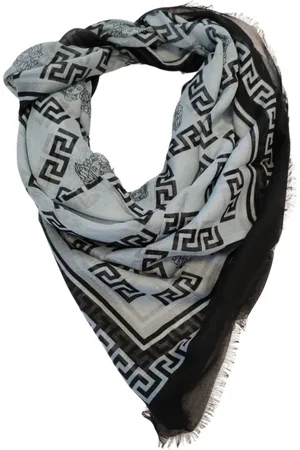 VERSACE Akcesoria, Kobieta, Szary, ONE SIZE, Kaszmir, Barokowy Szal Modalowy z Kaszmirem Szary