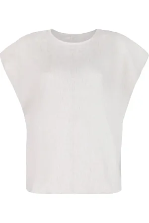 Calvin Klein Bluzki, Kobieta, Biały, M, Top z lnu i stretchu