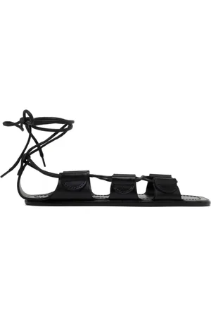Maison Margiela Buty, Kobieta, Czarny, 36 EU, Czarne sandały z wiązaniami na kostce