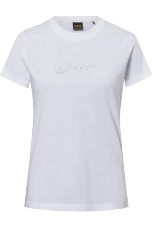 HUGO BOSS Koszulki, Kobieta, Biały, XS, Kryształowa Dekoracyjna Koszulka