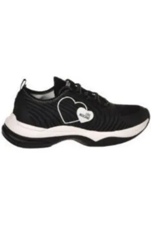 Moschino Buty, Kobieta, Czarny, 39 EU, Czarne Sneakersy z Logo Serca