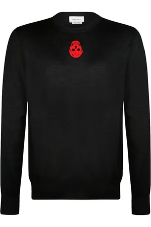 Alexander McQueen Swetry, Mężczyzna, Czarny, 2XL, Czarny Sweter z Logo Czaszki