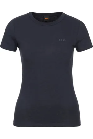 HUGO BOSS Koszulki, Kobieta, Niebieski, XS, Bawełna, Uniwersalny T-shirt z modnym nadrukiem logo