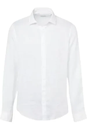 Calvin Klein Koszule, Mężczyzna, Biały, XL, Biała lniana koszula slim fit