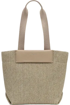 Calvin Klein Torebki, Kobieta, Beżowy, ONE SIZE, Raffia Medium Shopper Brązowa Torba