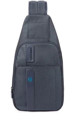 Piquadro Torebki, Mężczyzna, Niebieski, ONE SIZE, Skóra, Niebieska Torba na Ramię z Kieszenią na i Pad