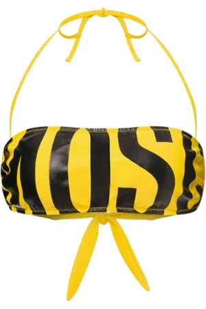 Moschino Stroje kąpielowe, Kobieta, Żółty, S, Bikini Top Maxi Logo Żółty