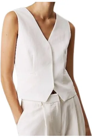 Calvin Klein Kurtki, Kobieta, Biały, XS, Biała bezrękawnik z dekoltem w serek