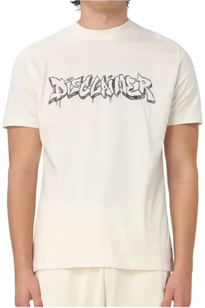 DISCLAIMER Koszulki, Mężczyzna, Beżowy, L, T-shirt w stylu graffiti z jerseyu dla mężczyzn