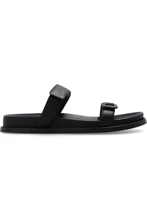 Emporio Armani Buty, Kobieta, Czarny, 41 EU, Skóra, Skórzane klapki z logo