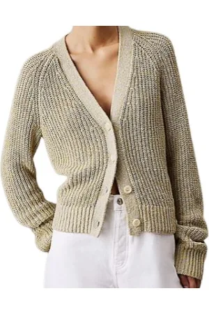 Calvin Klein Swetry, Kobieta, Zielony, XS, Wielokolorowy Sweter Rozpinany Sweaters