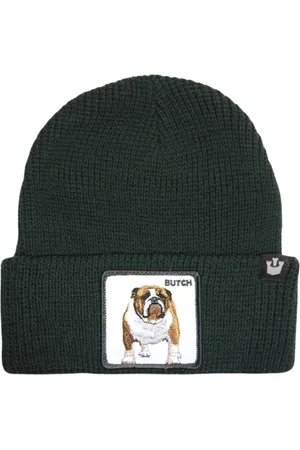 Goorin Bros. Akcesoria, Kobieta, Zielony, ONE SIZE, Len, Animal Farm Beanie Hat z przodem Patch