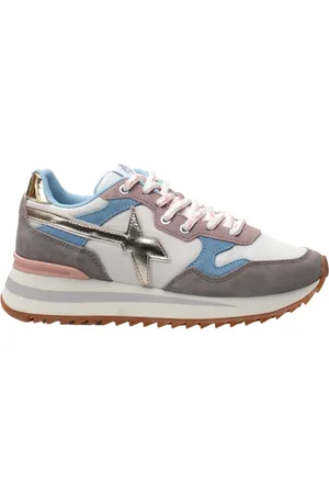 W6YZ Buty, Kobieta, Wielobarwność, 36 EU, Zamsz, Szary Oddychający Sneaker z Złotymi Szczegółami