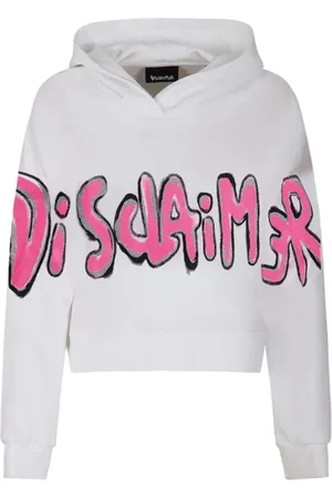 DISCLAIMER Bluzy, Kobieta, Biały, S, Bawełna, Crop Jersey Hoodie Styl Miejski